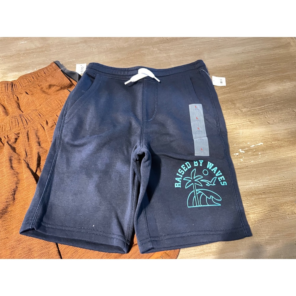 NWT Old Navy Boys L 10-12 Shorts Bundle 3pk Go-Dry Mesh Fleece Navy Orange - Picture 8 of 10